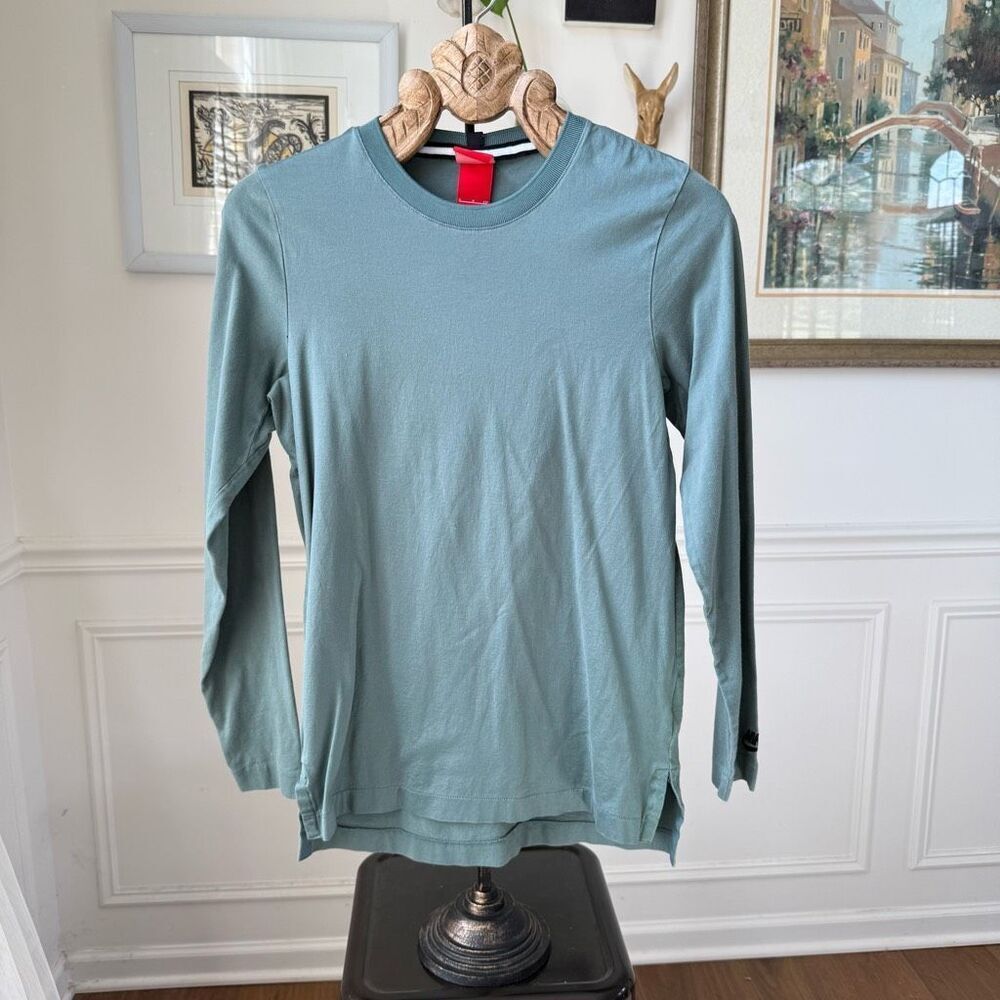 Nike Sage Green Cotton Long Sleeve Tshirt S - Picture 2 of 7